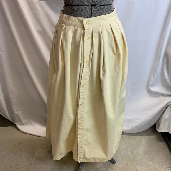 Vintage Calvin Klein Sport 1980s Cream Long Pleated Skirt Size 10 - Picture 2 of 11